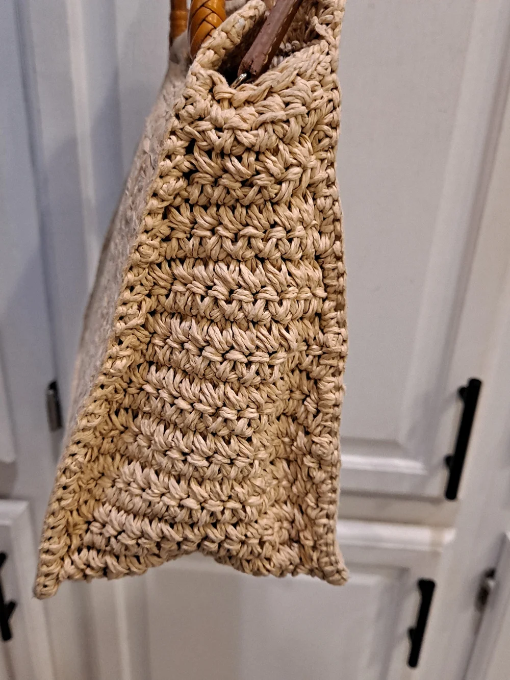 Fossil Vintage Woven Paper Straw Shoulder Bag Floral Pink Green Embroidery